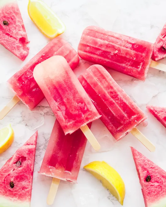 Sugar-free watermelon popsicles with lemon
