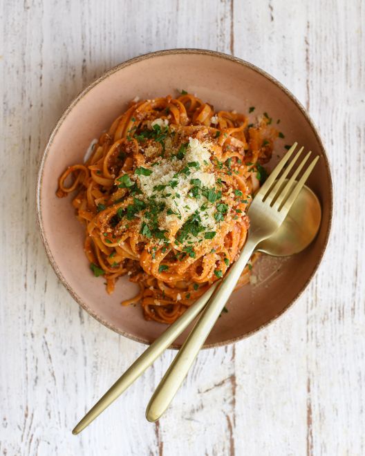 One-pot Greek pasta with meat sauce