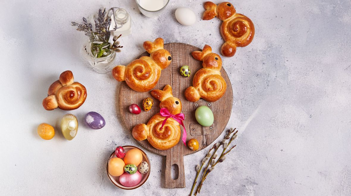 Easter bunny-shaped bread rolls