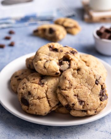 Cookies με φιστικοβούτυρο και σοκολάτα στο air fryer Μπισκότα με φιστικοβούτυρο & σοκολάτα