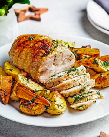 Κοτόπουλο ρολό με πατάτες και γλυκοπατάτες