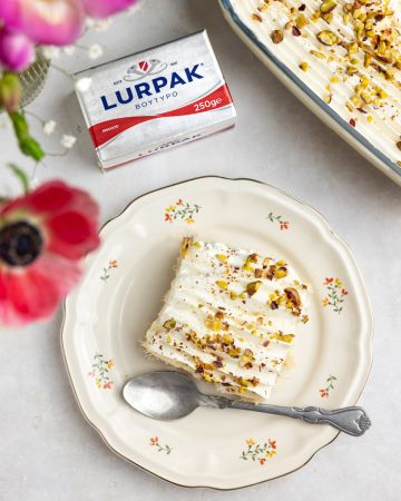 Εκμέκ κανταΐφι με αμύγδαλο και φιστίκι Αιγίνης