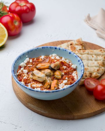 Μύδια σαγανάκι