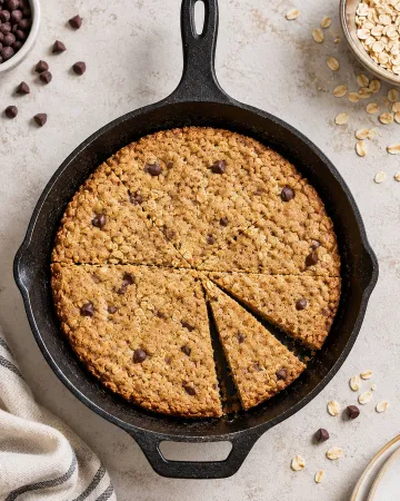 Soft skillet cookie: Μπισκότο στο τηγάνι με βρώμη και σοκολάτα