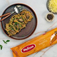 Νηστίσιμη καρμπονάρα με σπαγγέτι με καρότο Melissa