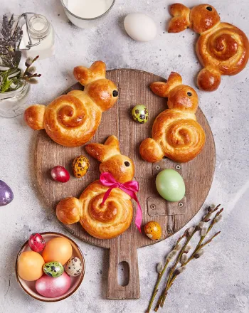 Easter bunny-shaped bread rolls