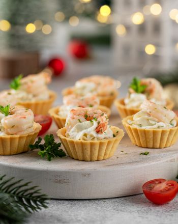 Ταρτάκια με φρέσκο τυρί κρέμα και γαρίδες