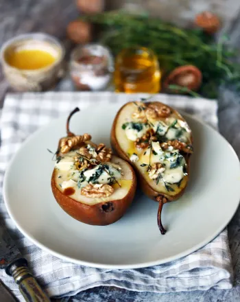 Αχλάδια ψητά με blue cheese