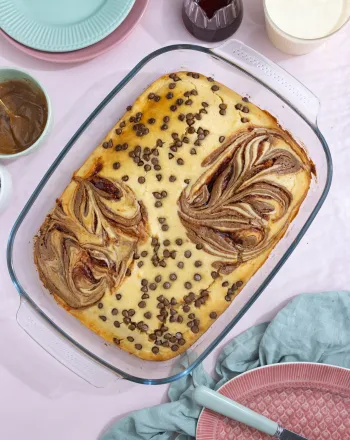 Pancakes φούρνου με σοκολάτα, φυστικοβούτυρο και μαρμελάδα