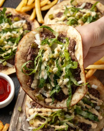 Smash burger tacos