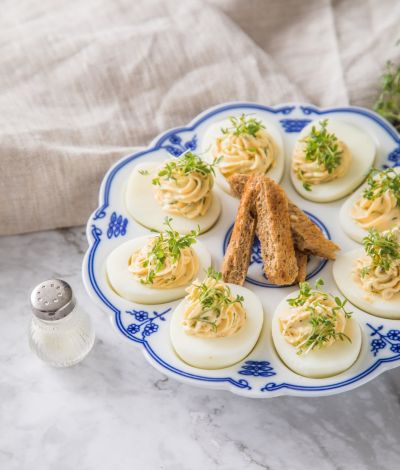 Deviled eggs με μπλε τυρί