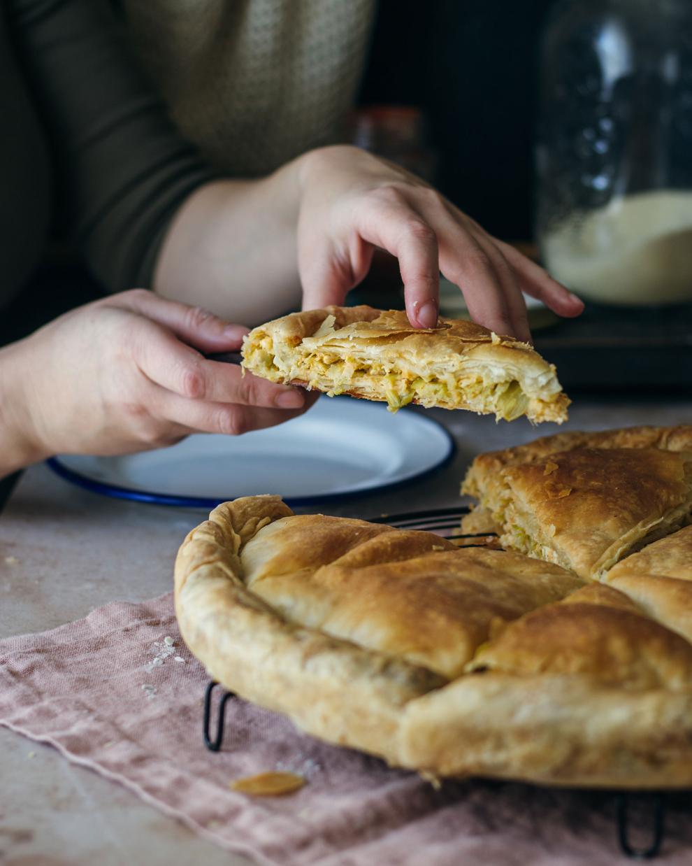 Τραγανή πίτα με πράσο, βήμα 6