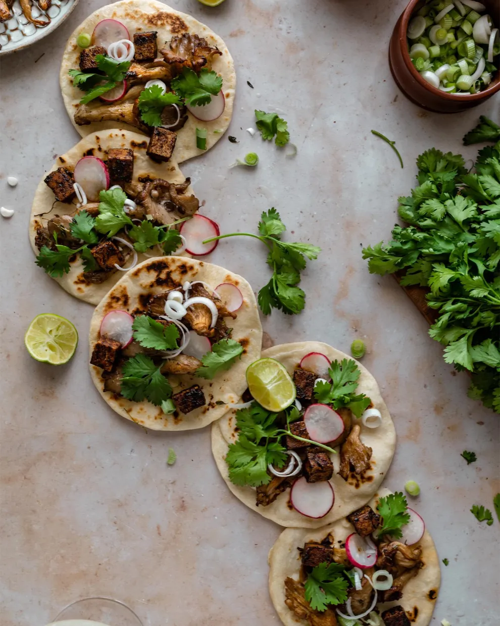 Vegan tacos με μανιτάρια και tofu