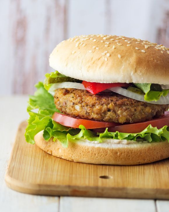 Burger με φακές και μανιτάρια