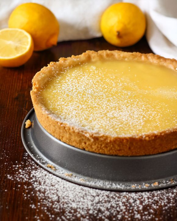 Vegan τάρτα λεμονιού με σπιτική βάση